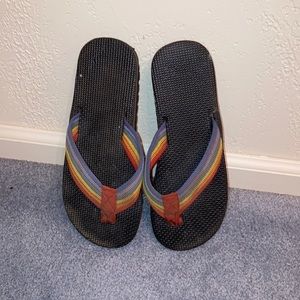 Vintage rainbow flip flops